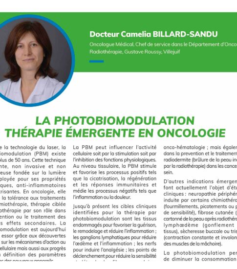 La photobiomodulation- thérapie émergente en oncologie